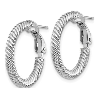 14K White Gold 21mm Twisted Hoop Earrings – view 3