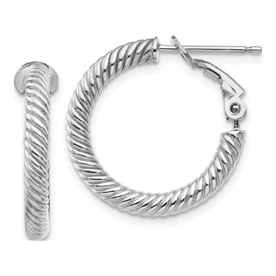 14K White Gold 21mm Twisted Hoop Earrings