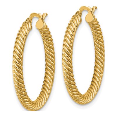 14K Yellow Gold 26mm Twisted Tube Hoop Earrings – view 3