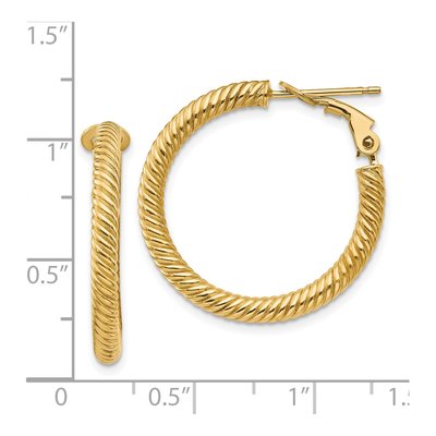 14K Yellow Gold 26mm Twisted Tube Hoop Earrings – view 5