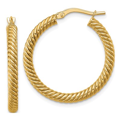 14K Yellow Gold 26mm Twisted Tube Hoop Earrings