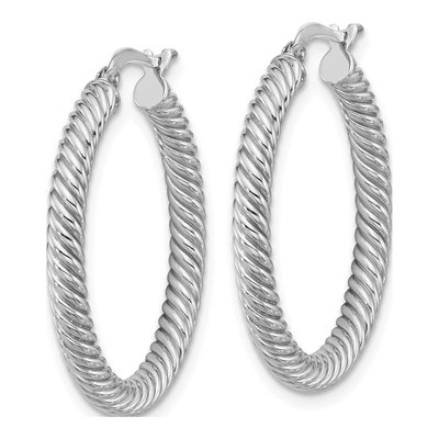 14K White Gold 26mm Twisted Hoop Earrings – view 3