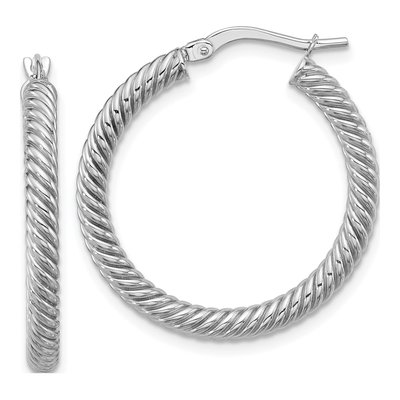14K White Gold 26mm Twisted Hoop Earrings