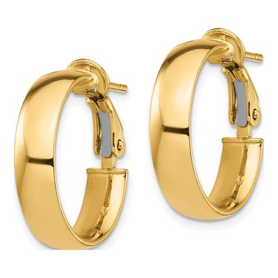 14K Yellow Gold 21mm Flat Tube Hoop Earrings – view 3