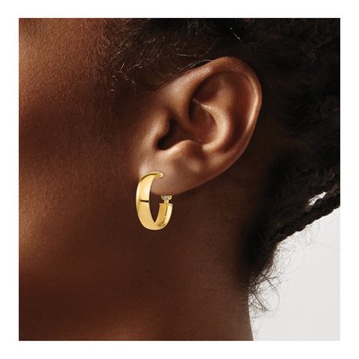 14K Yellow Gold 21mm Flat Tube Hoop Earrings – view 4