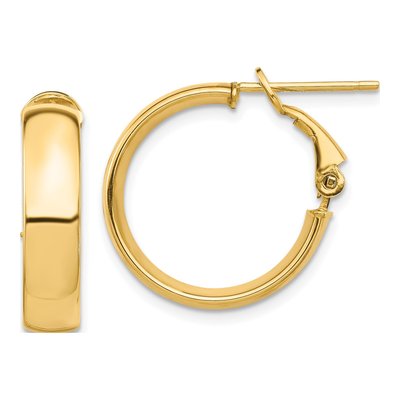 14K Yellow Gold 21mm Flat Tube Hoop Earrings