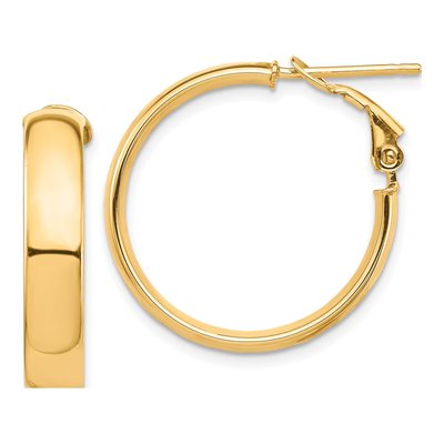 14K Yellow Gold 26mm Flat Tube Hoop Earrings