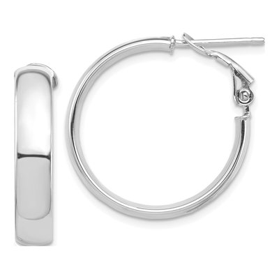14K White Gold 26mm Flat Tube Hoop Earrings