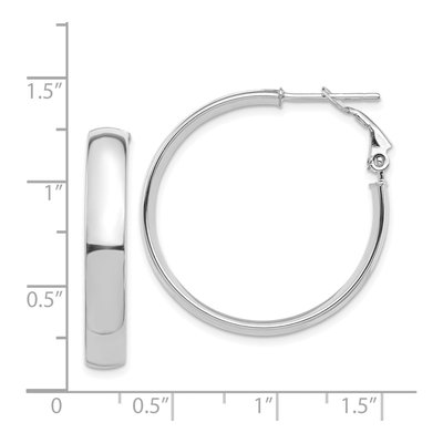 14K White Gold 30mm Flat Tube Omega Back Hoop Earrings – view 4