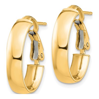 14K Yellow Gold Oval Hoop Earrings – view 3