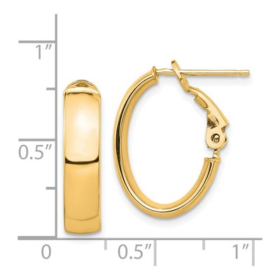 14K Yellow Gold Oval Hoop Earrings – view 5