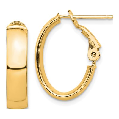 14K Yellow Gold Oval Hoop Earrings