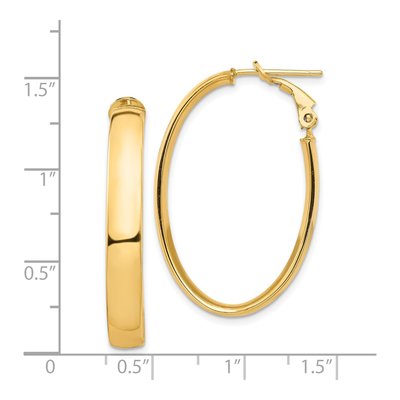 14K Yellow Gold Oval Omega Back Hoop Earrings – view 5