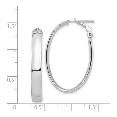 14K White Gold Oval Tube Hoop Earrings – view 5