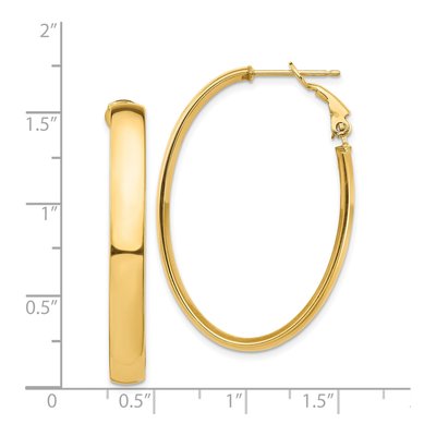 14K Yellow Gold Oval Omega Back Tube Hoop Earrings – view 5