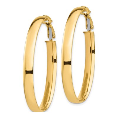14K Yellow Gold Oval Hoop Earrings – view 3