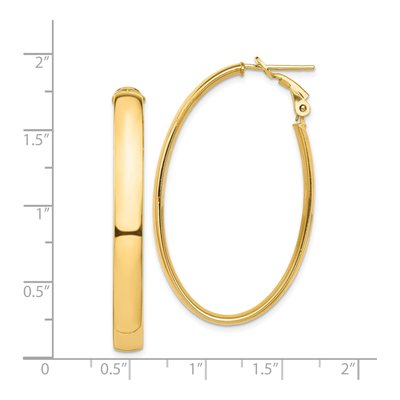 14K Yellow Gold Oval Hoop Earrings – view 5