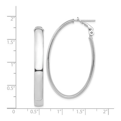 14K White Gold Oval Omega Back Tube Hoop Earrings – view 5