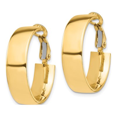 14k Yellow Gold Flat Tube Omega-Back Hoop Earrings – view 2