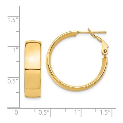 14k Yellow Gold Flat Tube Omega-Back Hoop Earrings – view 4