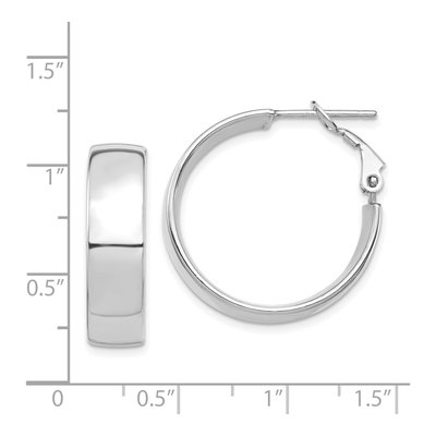 14K White Gold 25mm Flat Tube Omega Hoop Earrings – view 3