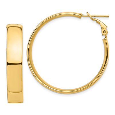 14K Yellow Gold 36mm Omega Back Tube Hoop Earrings
