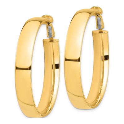 14K Yellow Gold 43mm Flat Tube Hoop Earrings – view 3