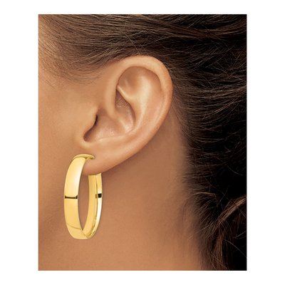 14K Yellow Gold 43mm Flat Tube Hoop Earrings – view 4