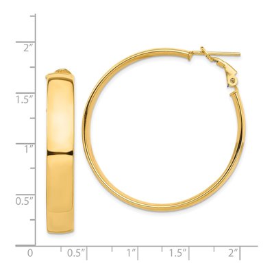 14K Yellow Gold 43mm Flat Tube Hoop Earrings – view 5