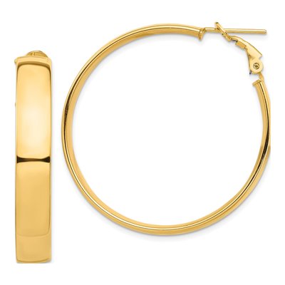 14K Yellow Gold 43mm Flat Tube Hoop Earrings