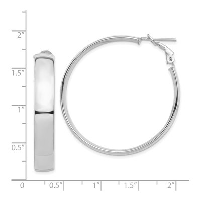 14K White Gold 43mm Flat Tube Omega Back Hoop Earrings – view 5