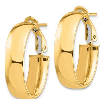 14K Yellow Gold Oval Hoop Earrings – view 3