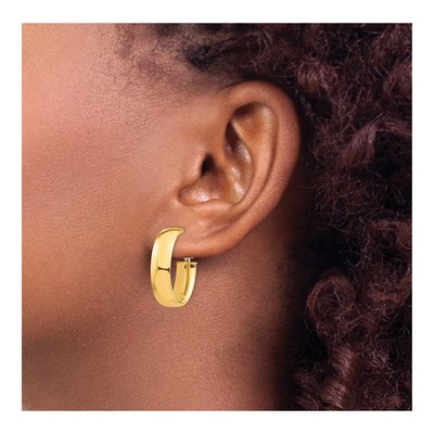14K Yellow Gold Oval Hoop Earrings – view 4