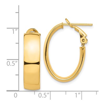 14K Yellow Gold Oval Hoop Earrings – view 5