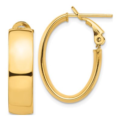 14K Yellow Gold Oval Hoop Earrings