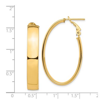 14K Yellow Gold Oval Omega Back Tube Hoop Earrings – view 5