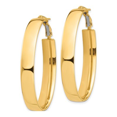 14K Yellow Gold Oval Omega Back Tube Hoop Earrings – view 3