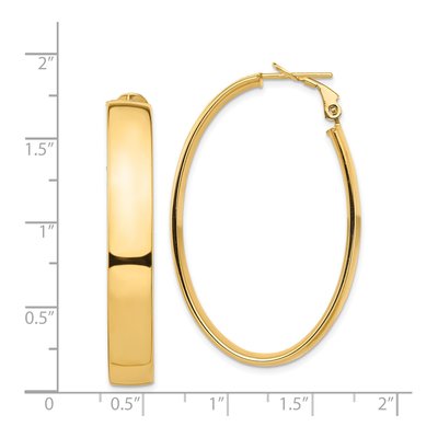 14K Yellow Gold Oval Omega Back Tube Hoop Earrings – view 5