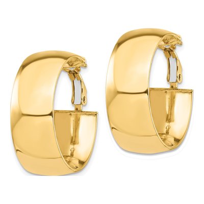 14K Yellow Gold 28mm Omega Back Tube Hoop Earrings – view 3