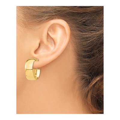 14K Yellow Gold 28mm Omega Back Tube Hoop Earrings – view 4