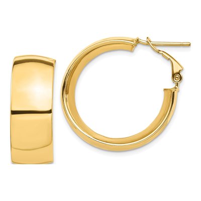 14K Yellow Gold 28mm Omega Back Tube Hoop Earrings