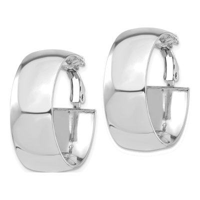 14K White Gold 28mm Omega-Back Tube Hoop Earrings – view 3