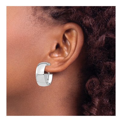 14K White Gold 28mm Omega-Back Tube Hoop Earrings – view 4