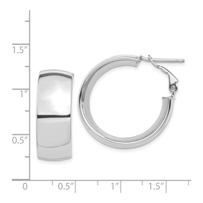 14K White Gold 28mm Omega-Back Tube Hoop Earrings – view 5