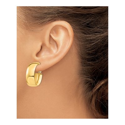14K Yellow Gold Oval Omega Back Hoop Earrings – view 4
