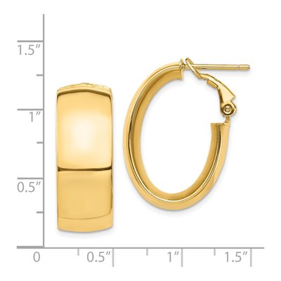14K Yellow Gold Oval Omega Back Hoop Earrings – view 5