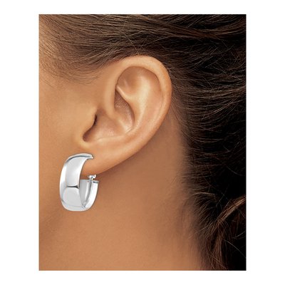 14K White Gold Oval Omega Back Tube Hoop Earrings – view 4