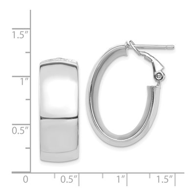 14K White Gold Oval Omega Back Tube Hoop Earrings – view 5