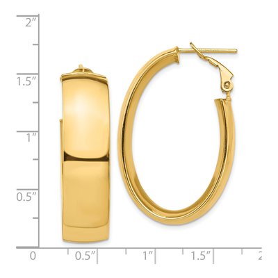 14K Yellow Gold Oval Omega-Back Tube Hoop Earrings – view 5