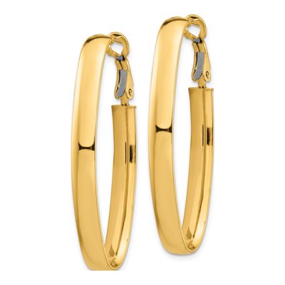 14K Yellow Gold Oval Omega-Back Tube Hoop Earrings – view 3